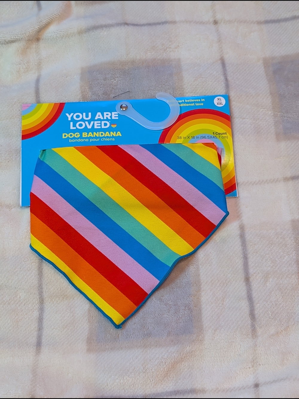 Rainbow Stripe Dog Bandana - Multicolor, Size XL/XXL